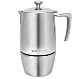 VeoHome - Cafetera Italiana de Acero Inoxidable 10 tazas 500 ml – Cafetera Moka Italiana para cocinas Inducción, Vitrocerámica y de Gas - Estilo Espresso – Irrompible, Segura y apta para Lavavajillas
