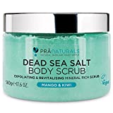 PraNaturals Exfoliante Corporal de Sal del Mar Muerto Mezclado con Aceites de Mango y Kiwi 500g 100% Body Scrub de Sales para Nutrir la Piel, Rico en Minerales Naturales para Todo Tipo de Piel