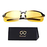 Bloomoak Gafas Nocturna | Gafas de sol - Para la pesca/Conducción nocturna/Reducción de riesgos | Antideslumbrantes/Protección UV400 de Ojos/HD Vision nocturna/Marco de metal/Unisexo