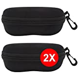 TBOC Funda Rígida Gafas de Sol - [Pack 2 Unidades] Estuche Negro Ligero con Cremallera para Cinturón Bolso Mochila Coche para Guardar Gafas de Ver Lectura Natación Grandes Pequeñas Hombre Mujer Niño